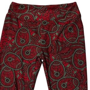 LuLaRoe Red and Black Patterned Leggings One Size